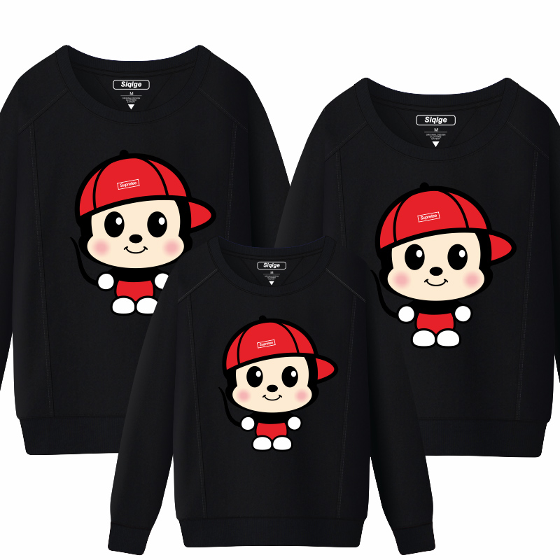 Shi Qiger Year of the Mouse Clothing Pro clothes a three-four-mouthed autumn/winter long sleeve cartoon Han version Family dress Custom Shirt