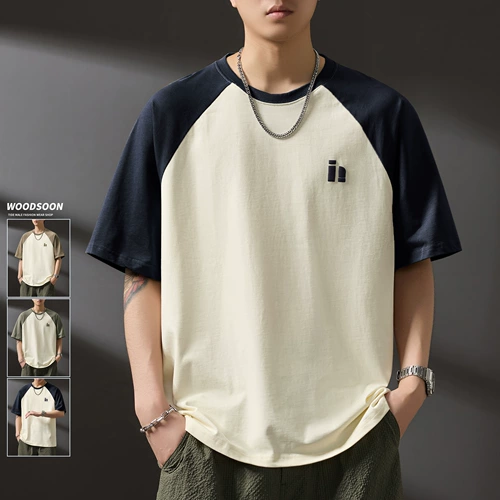 Универсальная хлопковая футболка для отдыха, круглый воротник