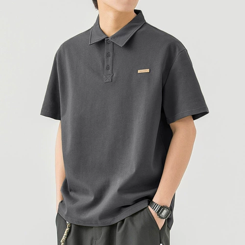 Комплект, летние штаны, однотонная футболка polo, свободный прямой крой, короткий рукав