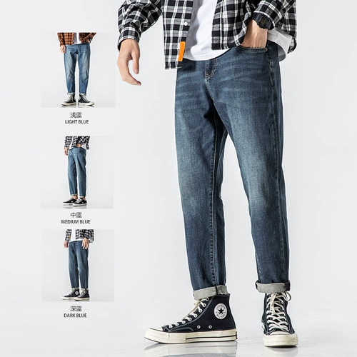 Осенние джинсы, синие штаны для отдыха, свободный прямой крой