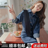 Синее джинсовое платье, весенний осенний приталенный корсет, французский стиль, изысканный стиль, 2023, подходит для подростков, с акцентом на бедрах