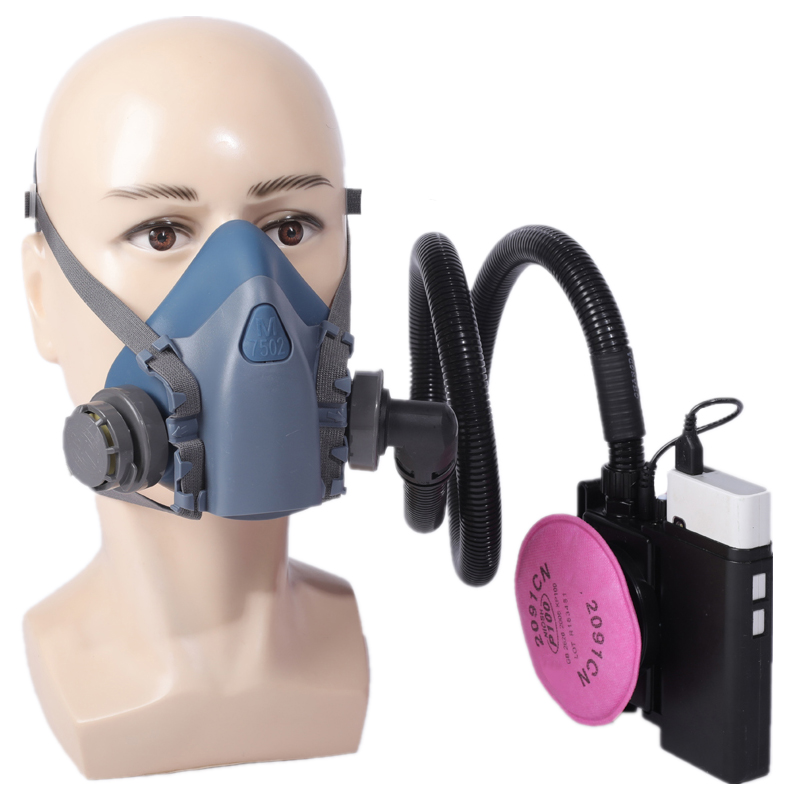 5V Kangben electric air supply gas mask 7502 with 2091 anti-formaldehyde chemical gas dust welding fume