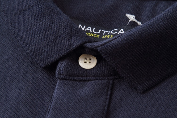 Nautica Nordica áo polo dài tay mùa xuân và mùa thu Paul lapel chia áo thun màu ngọc trai lưới giải trí áo polo nam đẹp