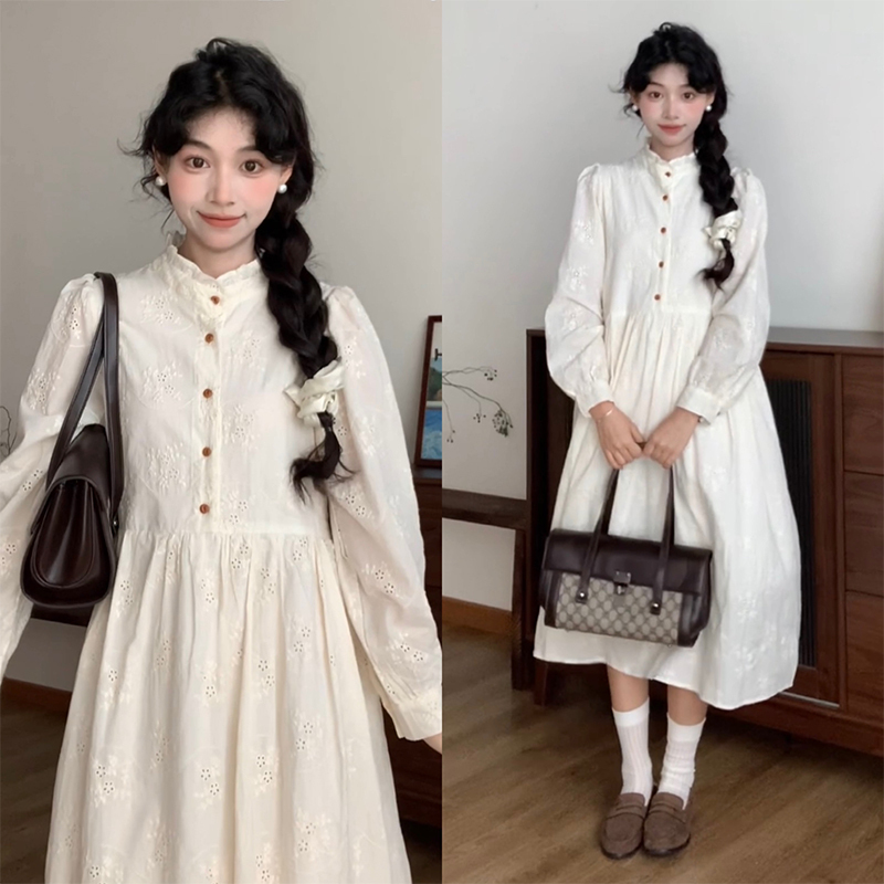 French-Style High-End Long-Sleeved Embroidered Dress for Women, Autumn and Winter 2026 New Style, Stunning and Beautiful Long Dress