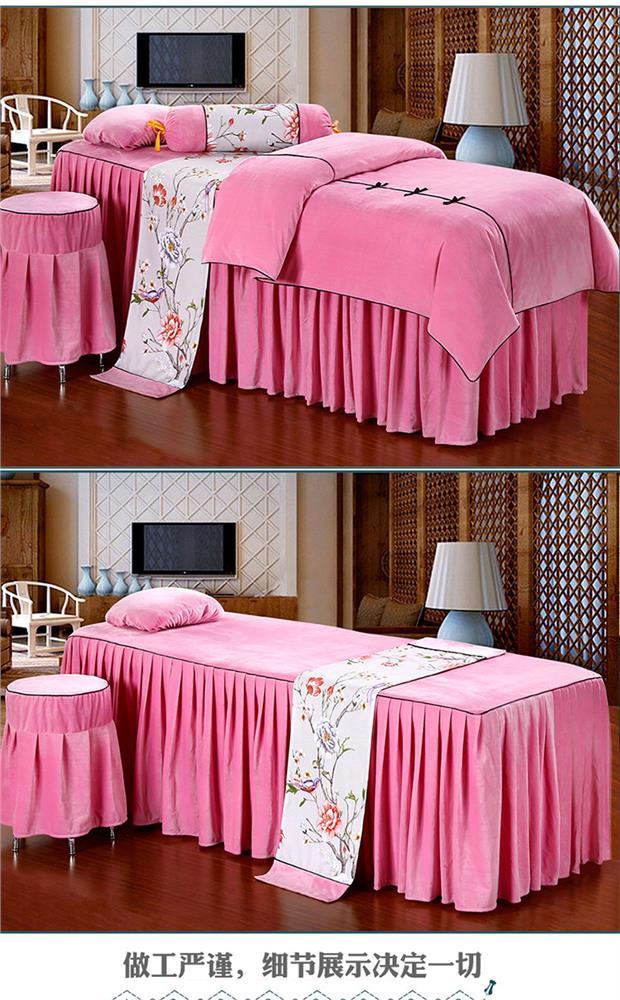 Làm đẹp trải giường bốn bộ nhung cao cấp pha lê trị liệu giường massage đặc biệt trải giường bộ chăn ga gối bông để gửi chăn khăn trải giường spa giá rẻ