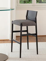 Italian bar chair solid wood household saddle leather island table ash wood Nordic simple light luxury front desk high stool