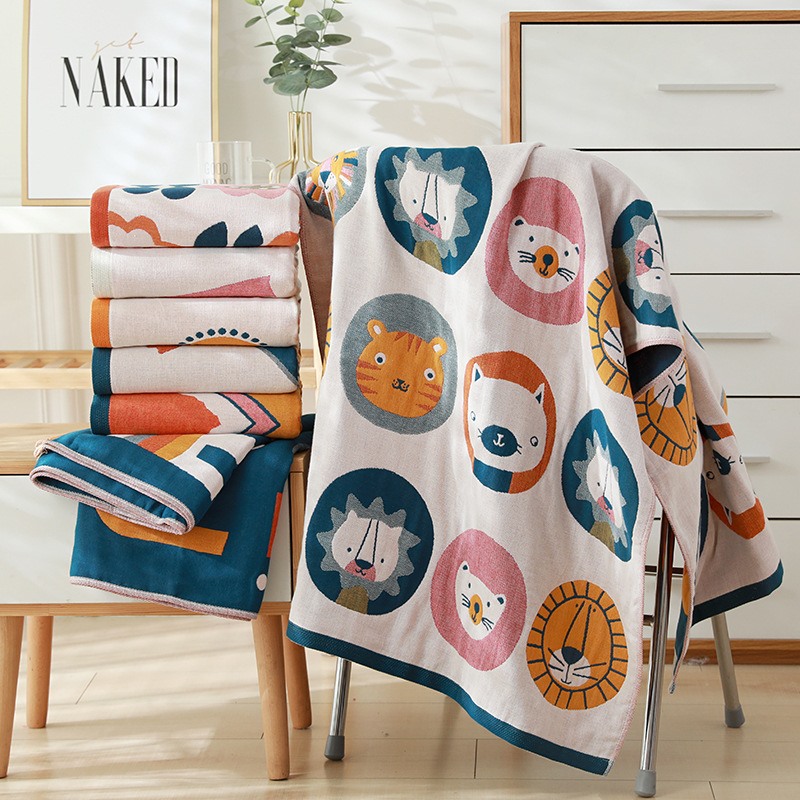 Japan four layers of pure cotton gauze towel female water absorption speed dry bath household boy's new cotton large
