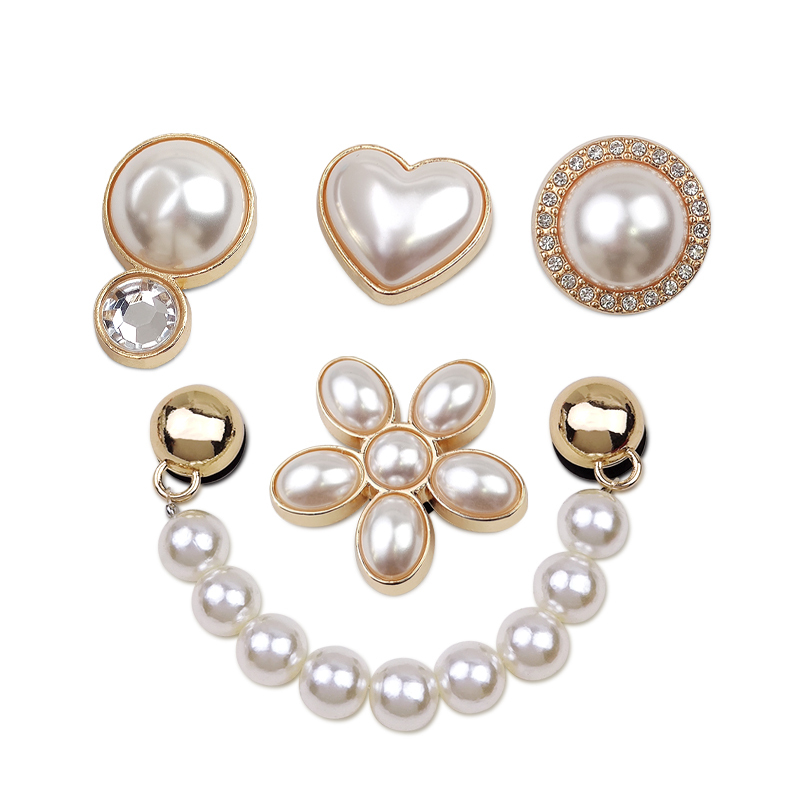 Suitable for Crocs Shoe Charms, Pearl Series Metal Accessories, Gemstone Charms, Creative DIY Shoe Decoration Set Suitable for Crocs Shoe Charms, Pearl Series Metal Accessories, Gemstone Charms, Creative DIY Shoe Decoration Set