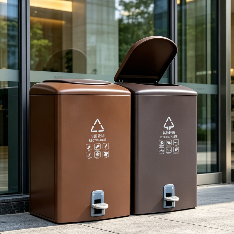 120L Pedal Trash Can, Large Outdoor Capacity, Community Property Sorting Bin, 100L Commercial Outdoor Trash Bin