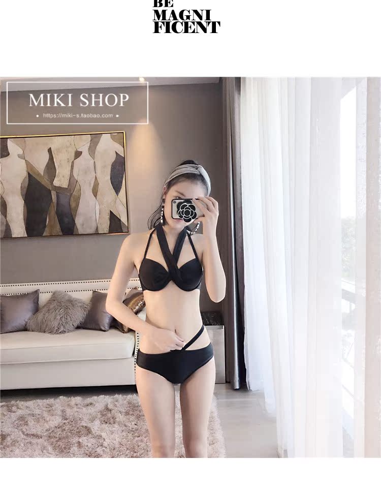 Bộ bikini đen ba mảnh chia áo tắm nữ cảm giác áo tắm bảo thủ dài tay lặn phù hợp với áo tắm mùa xuân nóng - Bikinis đồ bơi nữ cao cấp