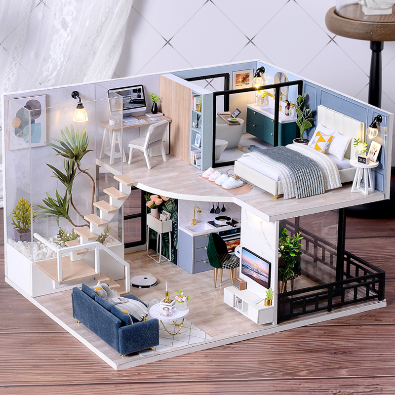 Zhiquwu DIY Handmade Miniature House Loft Villa Small House Miniature Scene Model Teacher's Day Toy Gift for Women Zhiquwu DIY Handmade Miniature House Loft Villa Small House Miniature Scene Model Teacher's Day Toy Gift for Women