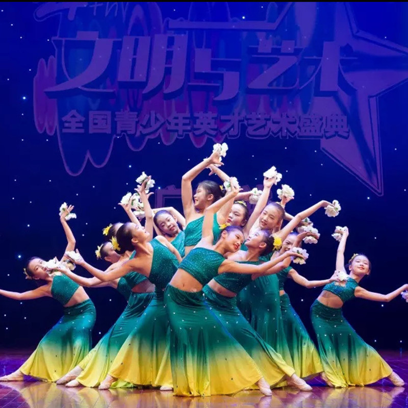 Myanmar's osmanthus blossom-scented Dai ethnic Dai ethnic group Dance Out of clothes Children's Dai ethnic dance costumes Dai ethnic practice dress