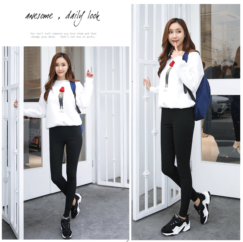 Phiên bản dài của quần legging mặc mùa thu đông cộng với quần nhung chân đen cỡ lớn bó sát quần dài bút chì dày quần tây nữ