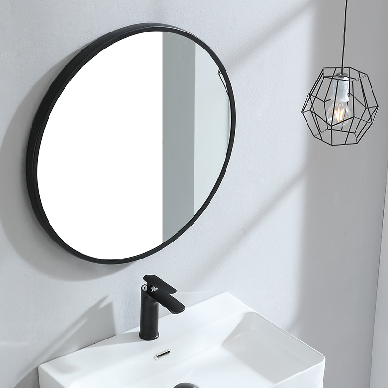 Aluminum Rims Mirror Bathroom mirror Wall Dressing Room Wall-mounted Free punching Cosmetic Mirror Round Washroom Cosmetic Mirror