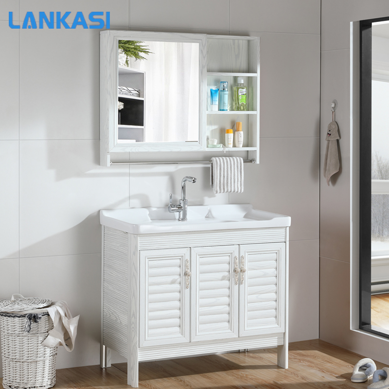 Space Aluminum Bath Room Cabinet Combo Wash Basin Modern Minima Dressing Room Washbasin Cabinet Floor small family type washing table