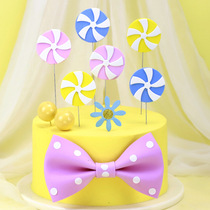 Birthday cake decoration plug-in three-dimensional foam EVA round windmill lollipop baking west spot card baking