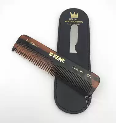 British KENT oil head shape portable comb with leather case Nu19