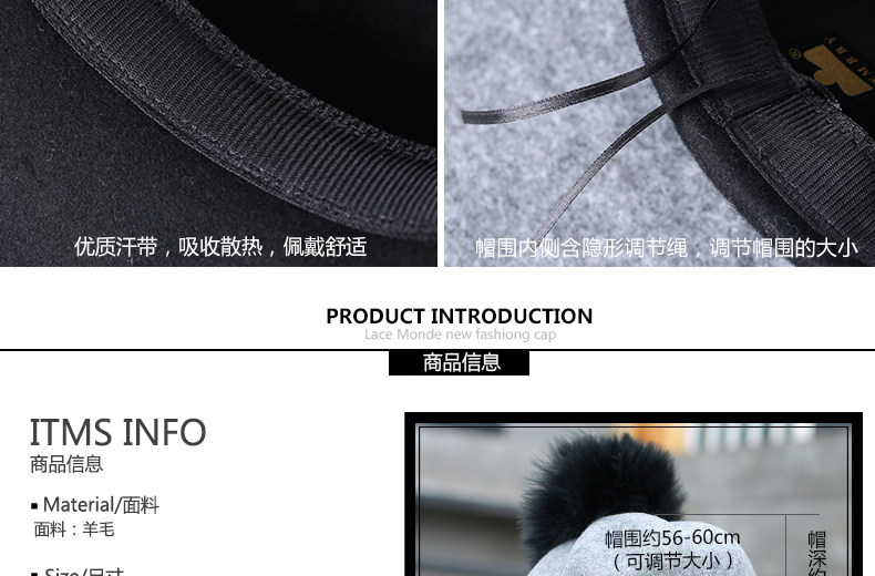 Chapeau pour femme      en Melange de laine - Ref 3233209 Image 16