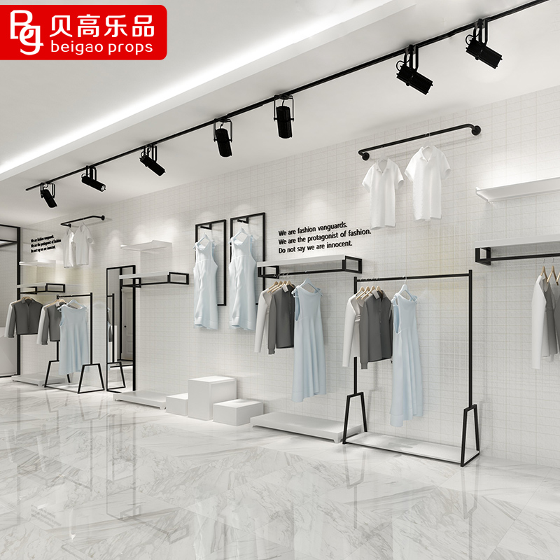 Clothing store display rack wall-mounted clothes rack men's and women's clothing store shelf floor-standing hanger decoration