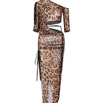 ZYM2406 (metal system) beautiful mesh dress with hollow waist rope embellished with Latin dance clothes for a high-end feel