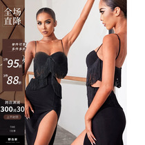 ZYM2226 dress tassel hollow Latin dance practice uniform with underwear and underwear Latin dance jumpsuit for women