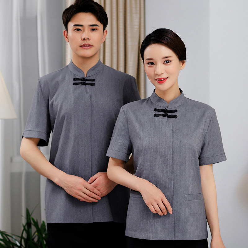 Jun Juai Source Cleaning Service Short Sleeve Star Hotel Floor Attendant Work Clothes Hospital Linen Jersey Woman