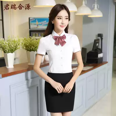 Hotel front desk overalls summer women's professional shirts short-sleeved shirts cashier overalls set waiters