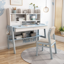 Solid wood desk with bookcase integrated home high grade student writing desk bedroom modern notebook desk brief about 1m