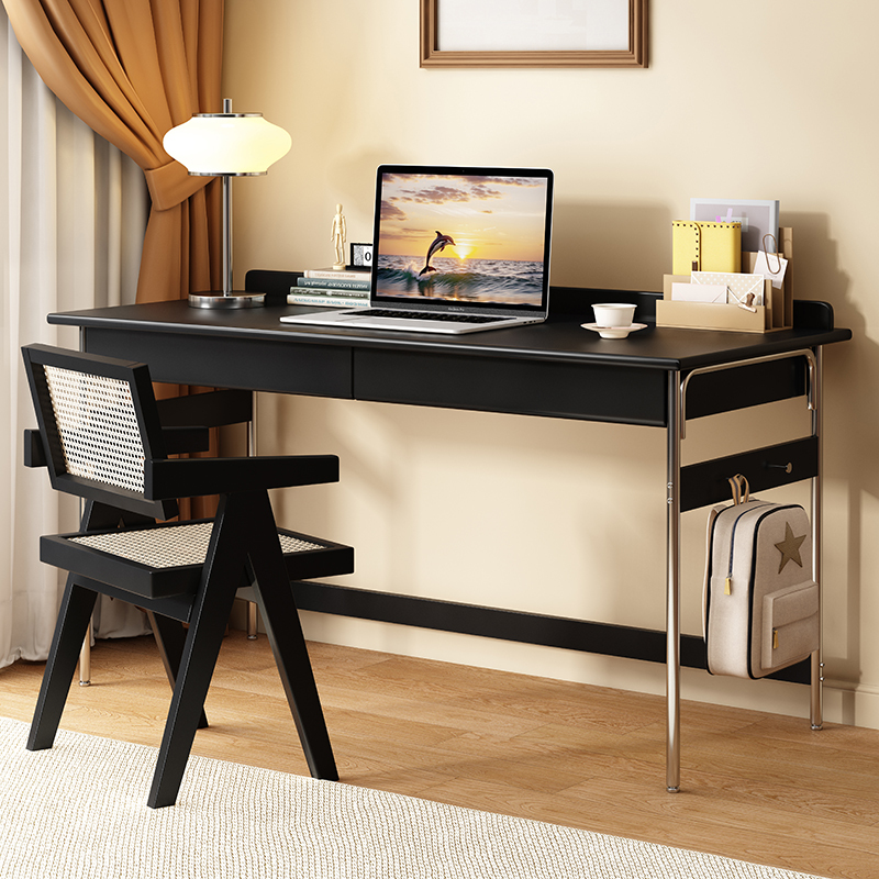 Bauhaus Black Desk, Simple Home Student Writing Desk, Home Solid Wood Work Computer Desk, Mid-Century Style Desk Bauhaus Black Desk, Simple Home Student Writing Desk, Home Solid Wood Work Computer Desk, Mid-Century Style Desk