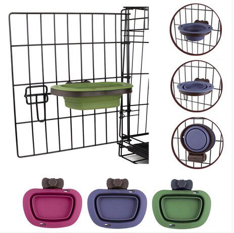 American DEXAS Pet Folding Lock Cage Fold Portable Bowl Cat Dog Cage Subair Box Hang Bowl