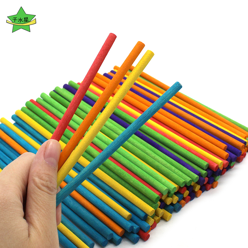 Colorful birch sticks round wooden sticks children's handmade DIY multi-color small wooden sticks building model material package