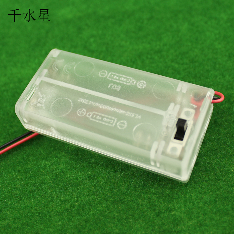 No. 5 2 plastic battery box 3V with switch with wire transparent battery box diy handmade material model