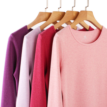 Lady Gvet Autumn Clothes Cotton Sweatshirt Suede Cotton Warm Underwear Pure Color Thickened Pure Cotton Round Collar Bottom Blouse Single Piece