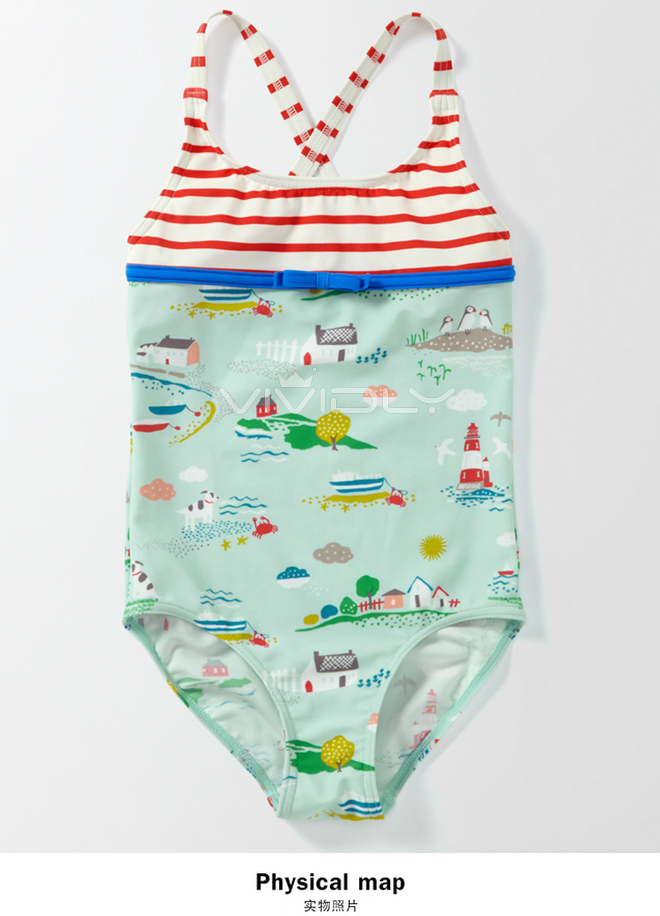Bộ đồ bơi một mảnh cho bé gái MiniBoden 17 mùa hè cho bé sọc sọc spa bikini cồ tròn hở lưng
