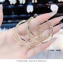 New silver needle multi-layer big earrings 2021 925 trendy big circle earrings temperament goddess fan exaggerated circle earrings