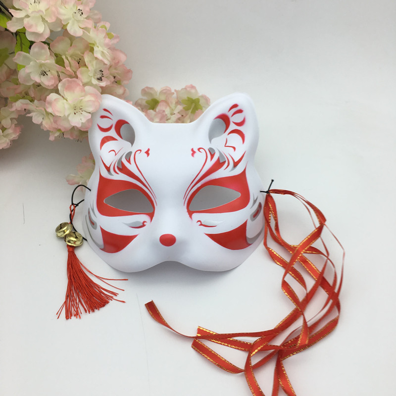 Painted Japanese style Japanese style fox mask half face ancient style Hanfu masquerade cos anime cat face fox demon mask
