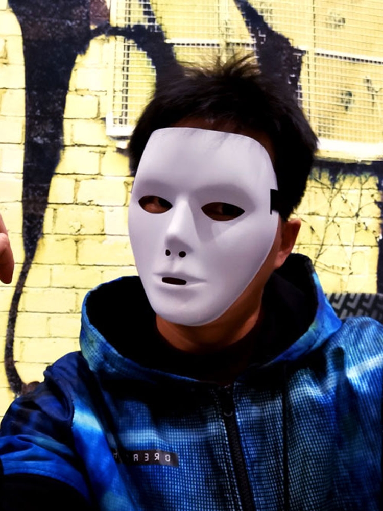 Jabba WockeeZ Fake Dance Mask with White Face Dance Shut White Hip Hop Street Dance Black All Face Man