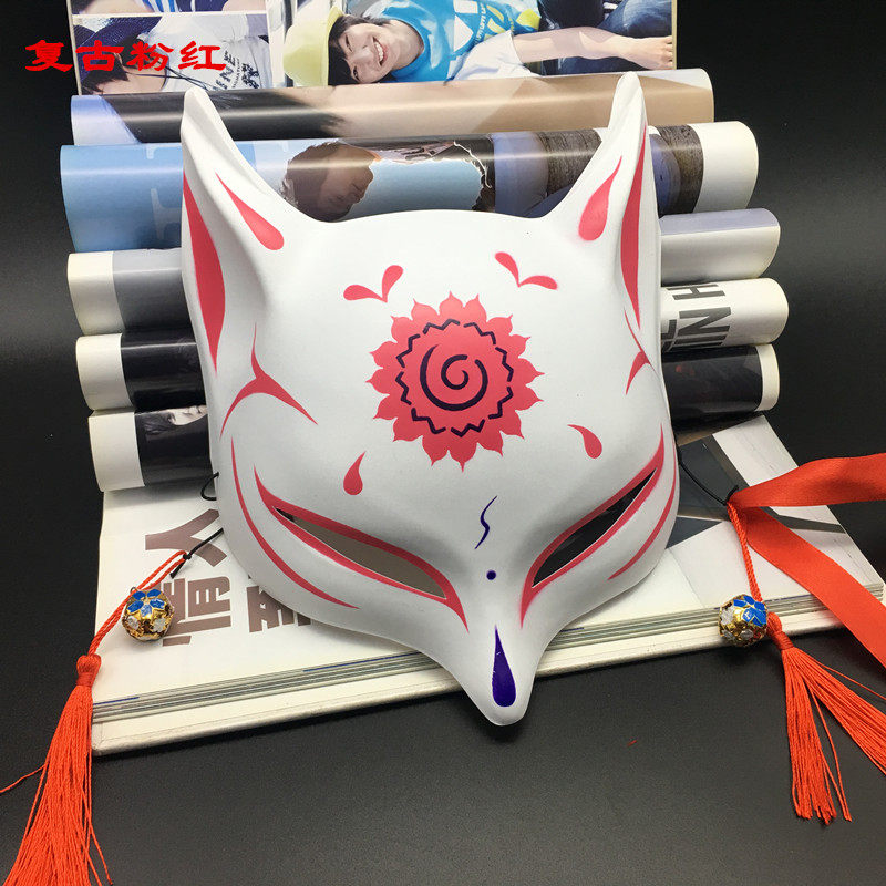 Japanese style and wind fox mask Douyin net red half face fox demon mask masquerade cos anime cat face men and women