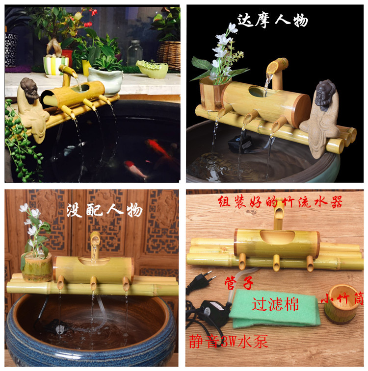 Gốm Aquarium Nước Tre Tái Chế Nước Trang Trí Tre Ống Nước Đá Bể Lọc Văn Phòng Nước May Mắn