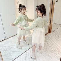 Girls dress 2021 new autumn and winter Children winter dress mink velvet plus velvet princess dress childrens foreign style gauze dress