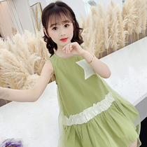 Girls dress for dress and summer clothes 2022 new fairydress foreign air girl princess dress child summer yarn dress summer dress