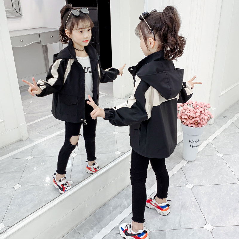 Girls autumn coat 2022 autumn new children's clothing children's jacket middle and big children's hooded windbreaker spring and autumn women