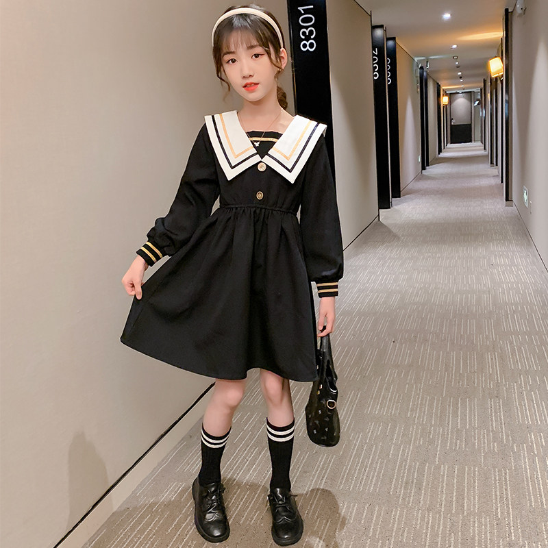 Girls dress spring dress 2022 new foreign style internet red princess children's academy style girl big boy long sleeve skirt