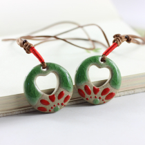 Jingdezhen ceramic jewelry hand-painted porcelain piece choker National style love skirt chain women ceramic necklace