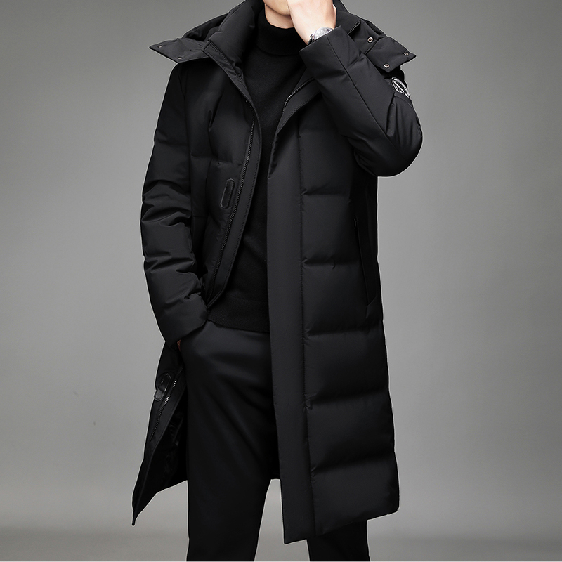 Men's down Jacket, Thickened, Detachable Hood, Knee-Length, New Style, Outdoor, Northern Cold-Proof Coat, Business Style