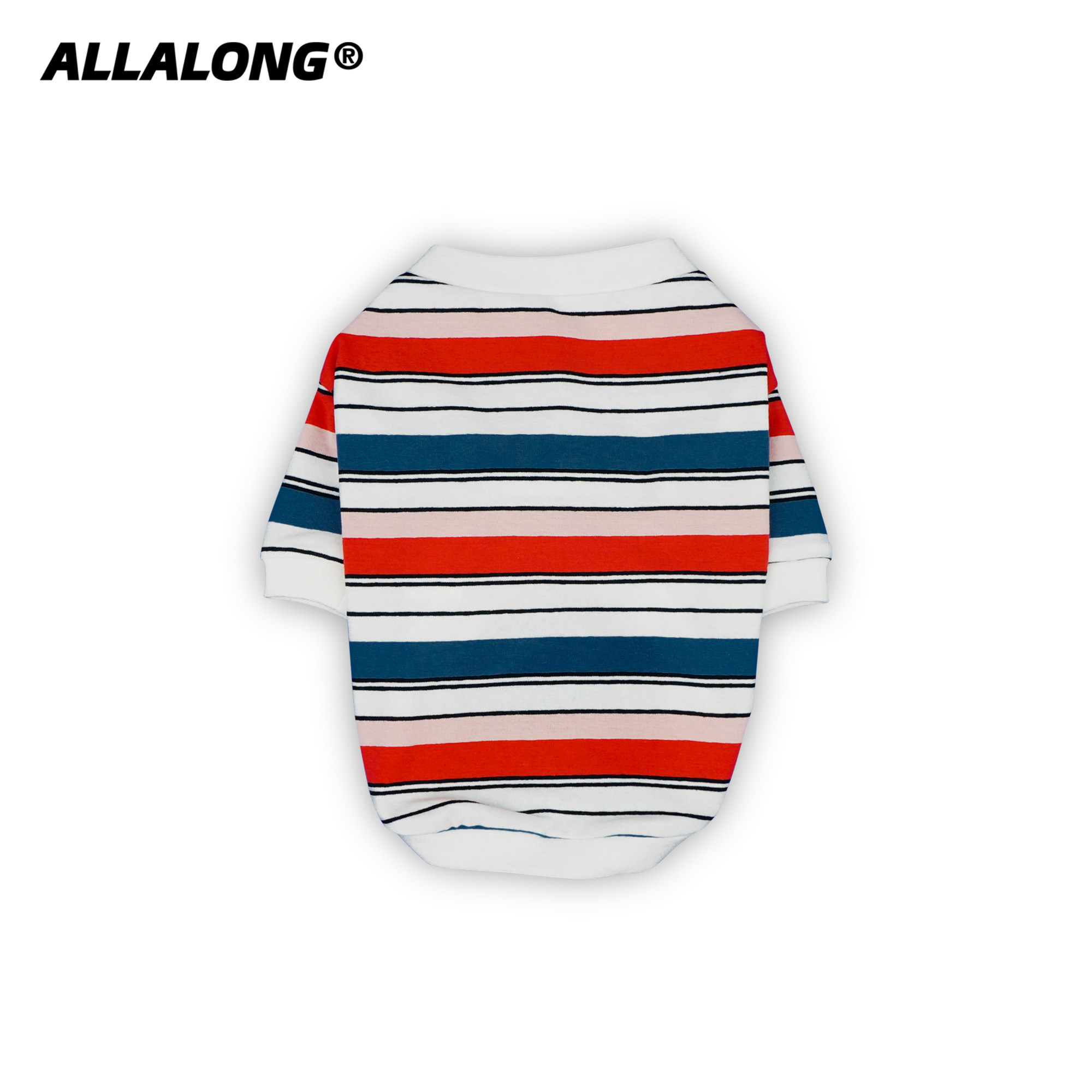 ALLARONG Pet T-shirt Puppet Coloured Stripes with thin strips of pure cotton dog clothes Snow Nereteddy