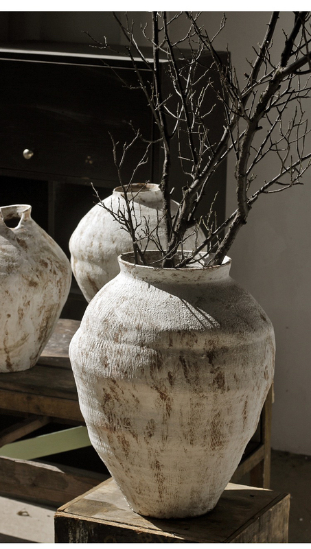Jingdezhen New Wabi-Sabi Style Zen Ornaments, Rough Pottery Jars, Dried Flower Vessels, Retro Hydroponic Ceramic Vases for B&Bs and Hotels