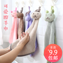  Bathroom hanging coral velvet cute hand towel thickened cartoon childrens absorbent towel household kitchen cleaning rag