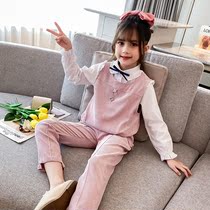 UK Next Kiss2021 new girls  suit fashion childrens western style spring fashionable casual two-piece suit