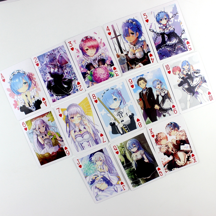 Re: Thế giới khác nhau cuộc sống từ đầu Rem Lam Poker phim hoạt hình anime thẻ ngoại vi thẻ chơi sticker cute đồ ăn